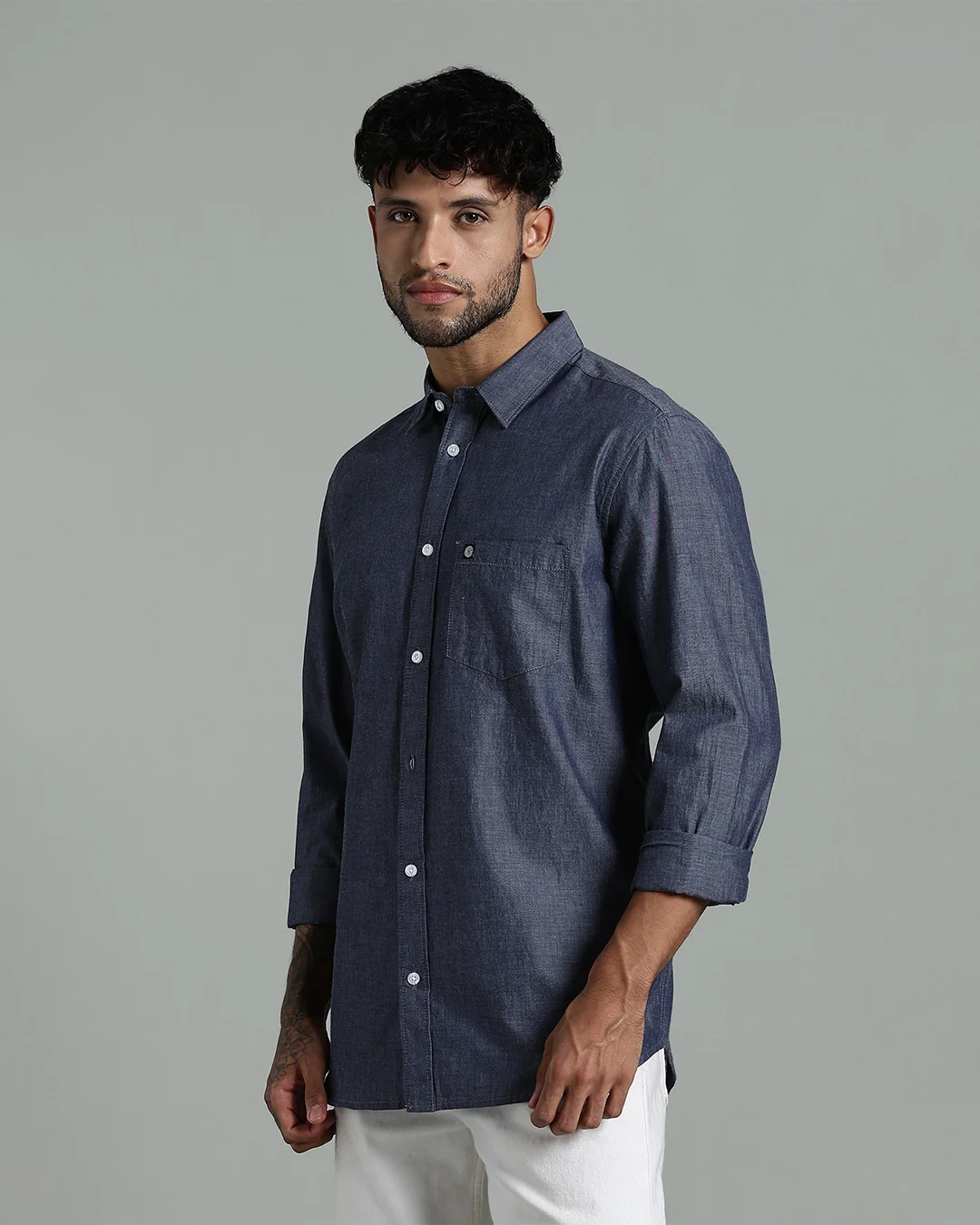 Men’s Premium Cotton Slub Long Sleeve Shirt – Regular Fit, view 1 of 13