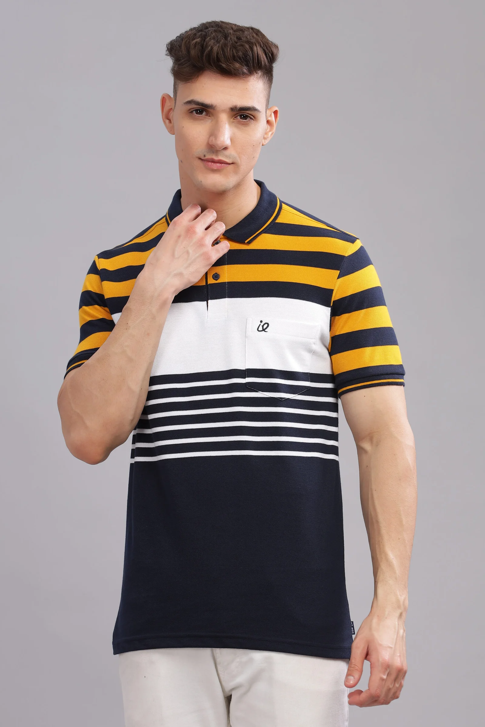 Men’s Striped Cotton Piqué Polo T-Shirt, view 1 of 15
