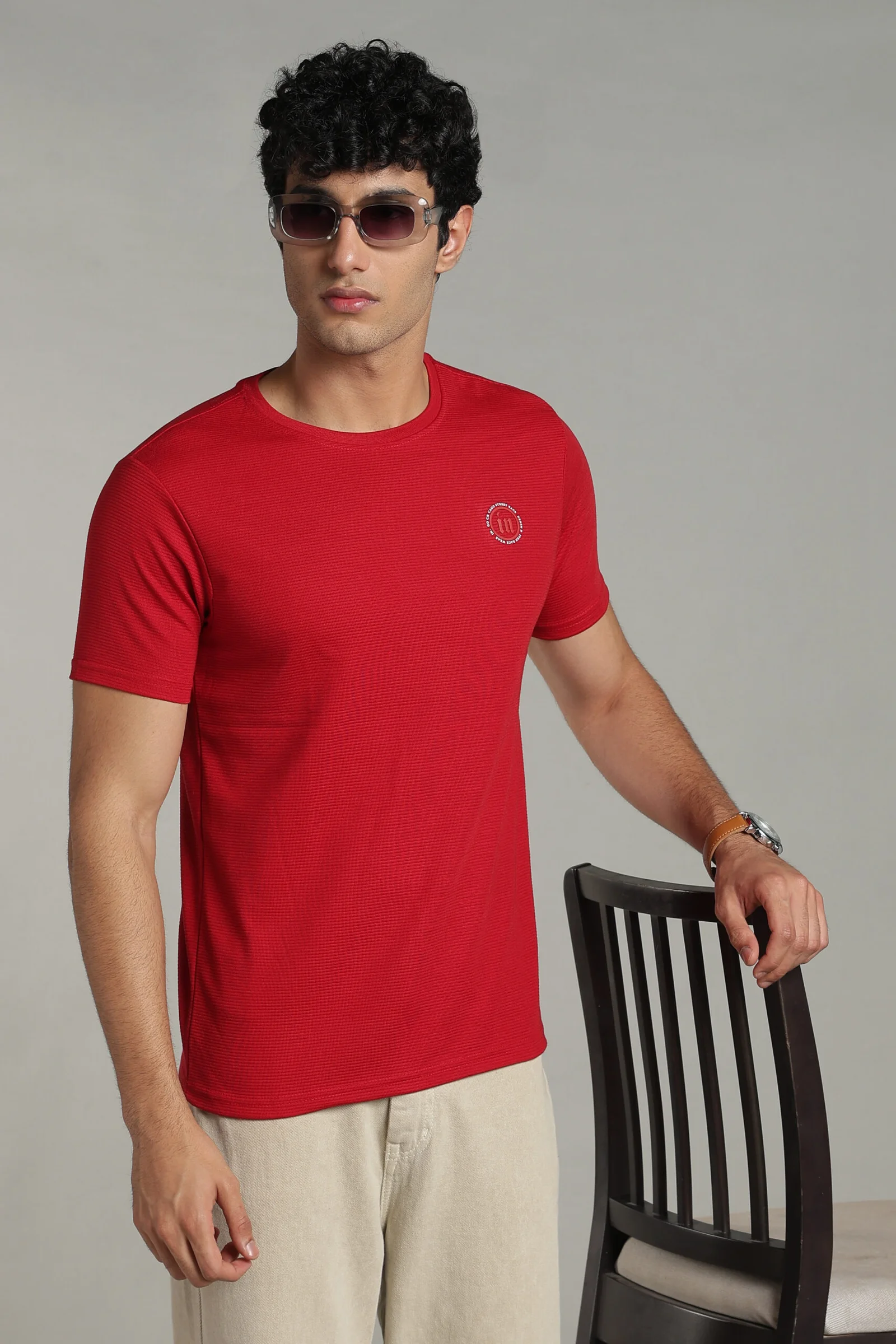 Men’s Structured Logo Print Round Neck T-Shirt, view 1 of 44