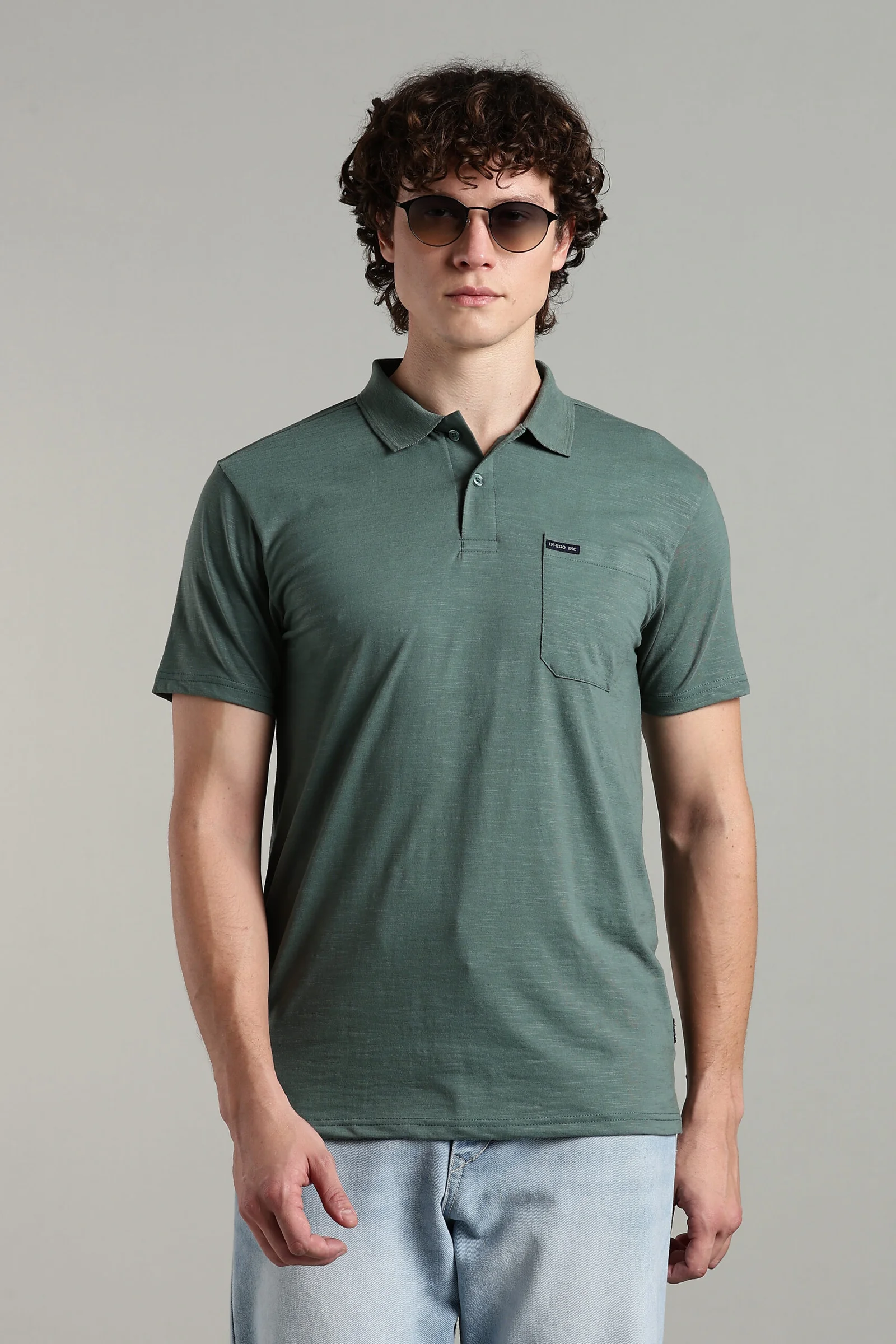 Men’s Premium Cotton-Rich Slub Polo T-Shirt with Woven Pocket Label, view 1 of 15