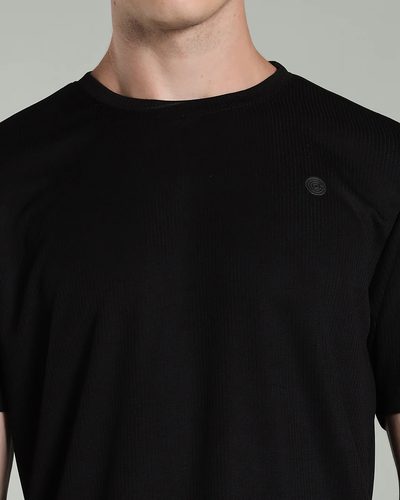 Men’s Active Wear Round Neck T-Shirt with HD Chest Badge – Multiple Colours