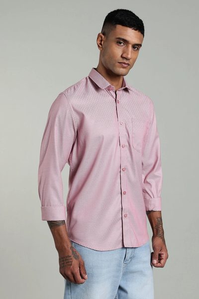 Men’s Premium Jacquard Long Sleeve Shirt – Maroon & Dark Blue