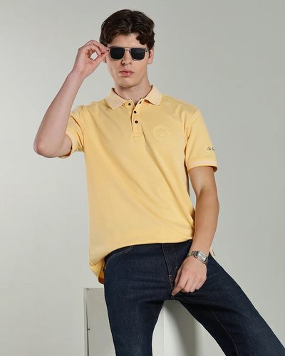 Men’s Cotton-Rich Birdseye Polo T-Shirt with Contrast Tipping & HD Chest Print