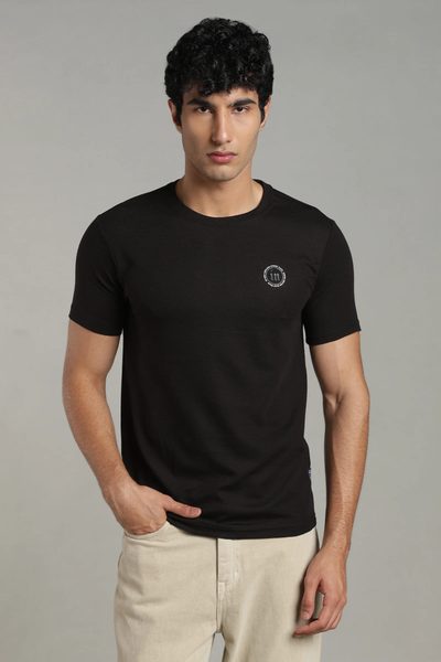 Men’s Structured Logo Print Round Neck T-Shirt