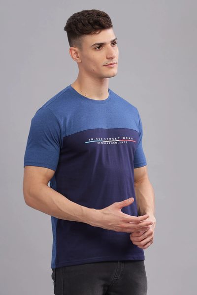 Men’s Cut & Sew Graphic Melange Round Neck T-Shirt