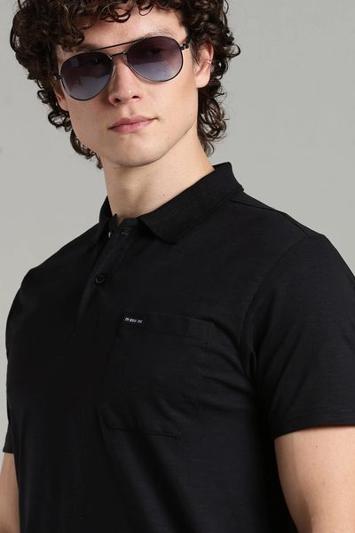 Men’s Premium Cotton-Rich Slub Polo T-Shirt with Woven Pocket Label
